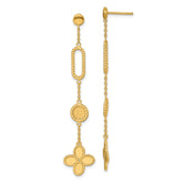 14K Yellow Gold Twisted Fancy Flower Post Drop Dangle Earrings fine designer jewelry for men and women